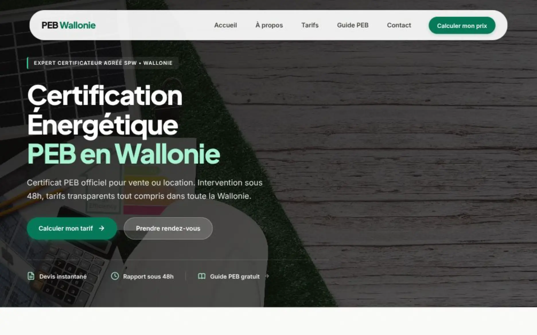 Interface de PEB Wallonie